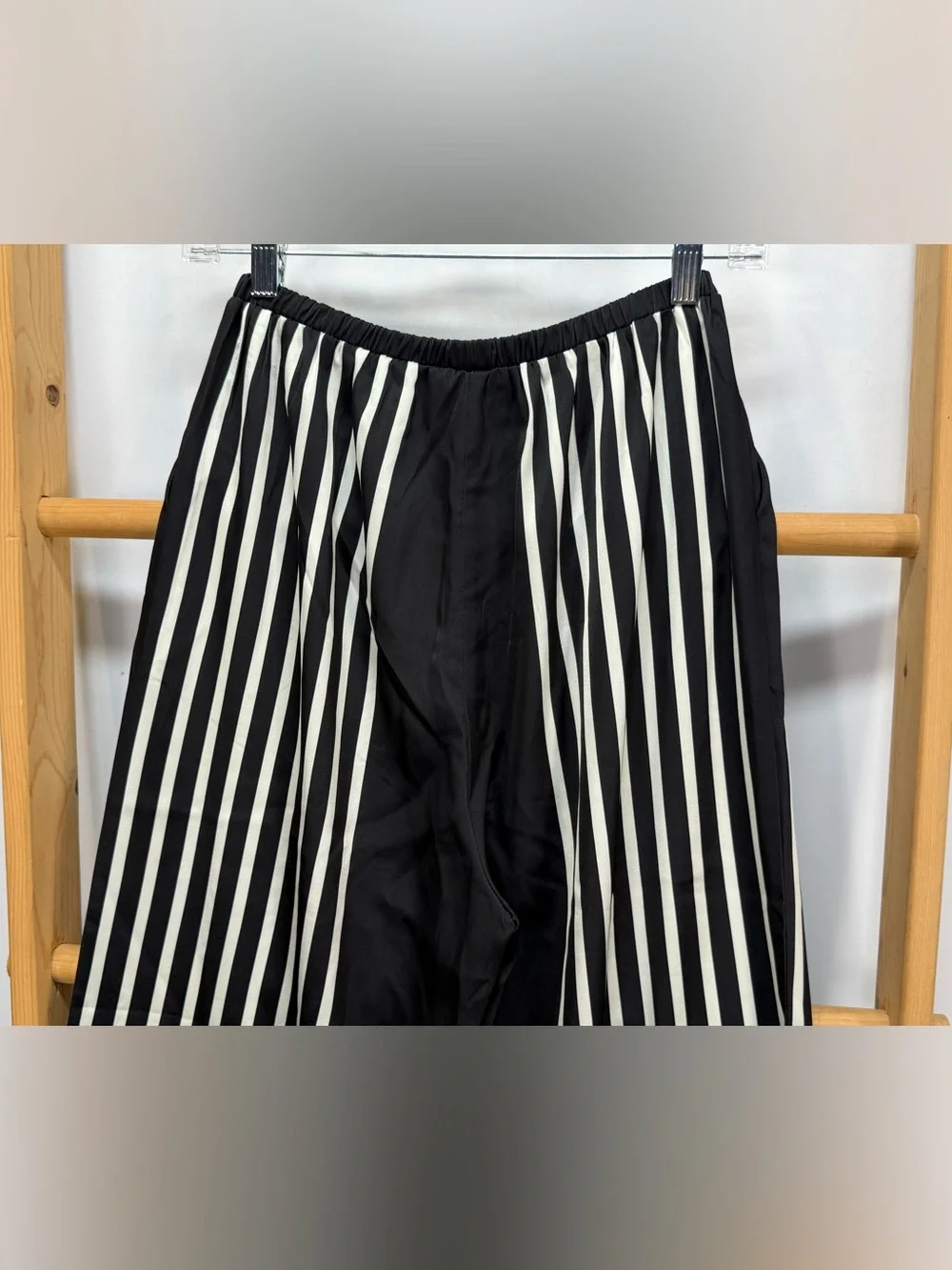 COMMENSE Black & White Striped Wide-Leg Pants size S